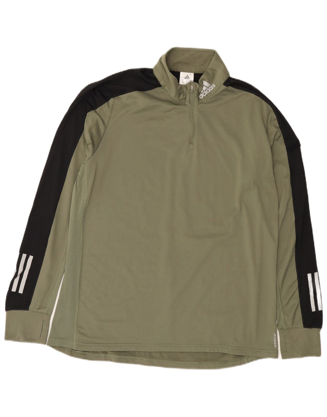 Adidas Mens Aeroready Zip Neck Pullover Tracksuit Top XL Khaki Colourblock
