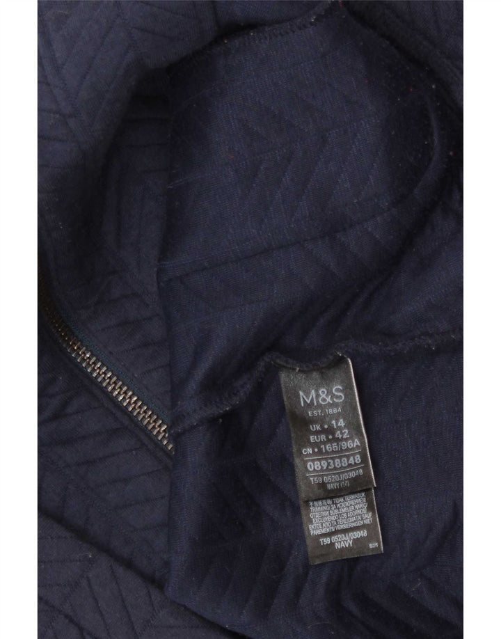 Marks & Spencer Womens Blazer Jacket UK 14 Medium Navy Blue Polyester