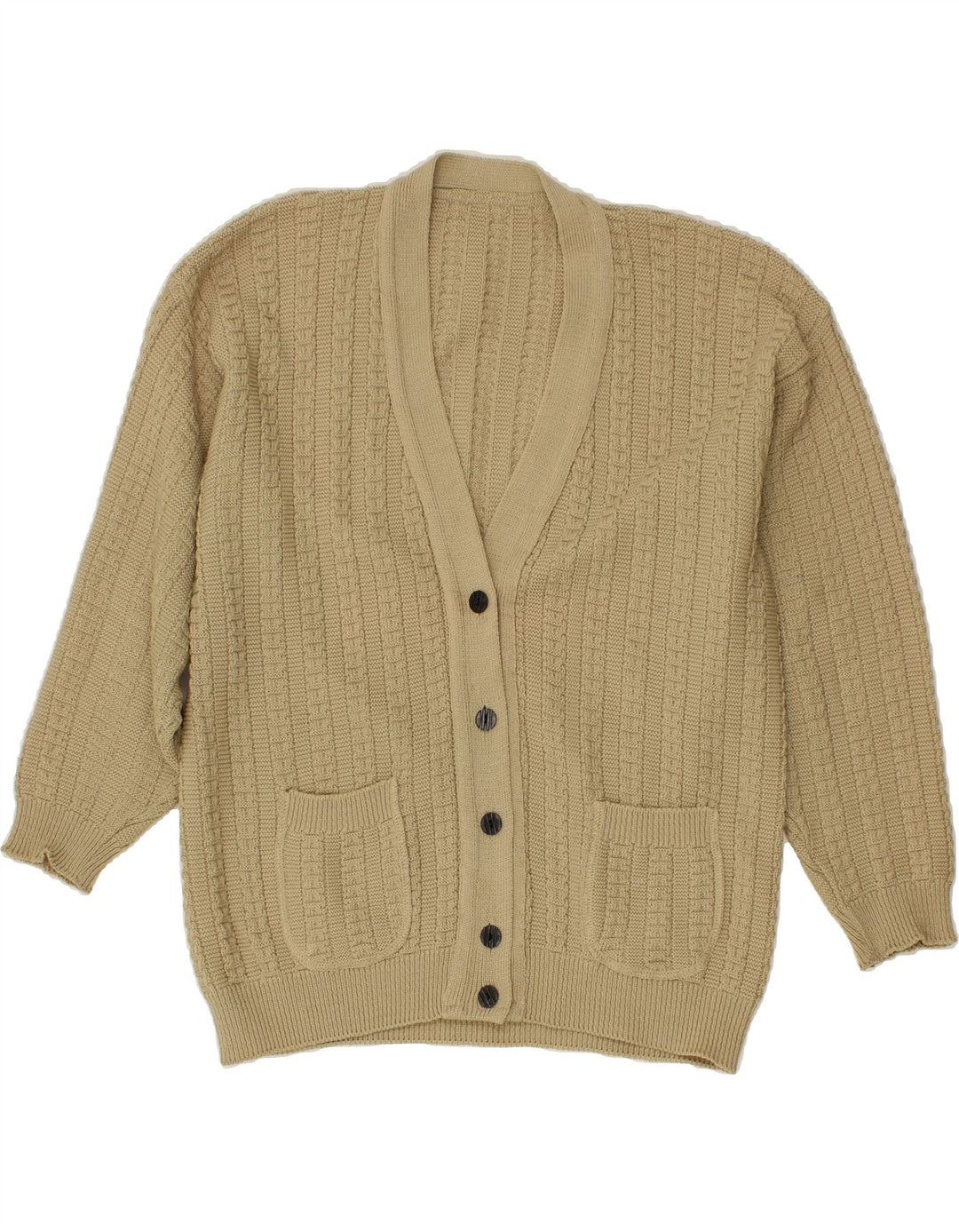 VINTAGE Womens Cardigan Sweater UK 16 Large Beige Vintage Vintage and Second-Hand Vintage from Messina Hembry 