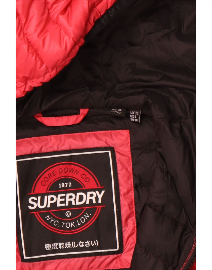 SUPERDRY Womens Hooded Padded Jacket UK 10 Small Pink