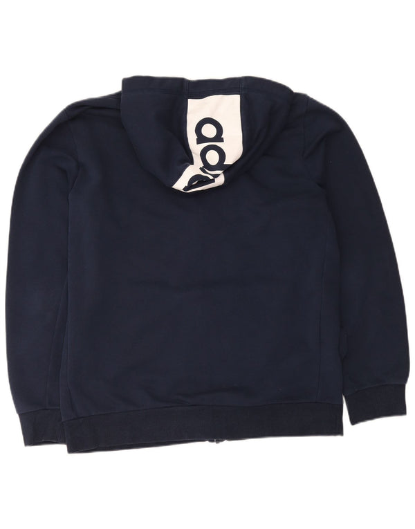 Adidas Mens Graphic Zip Hoodie Sweater Large Navy Blue Cotton Sports