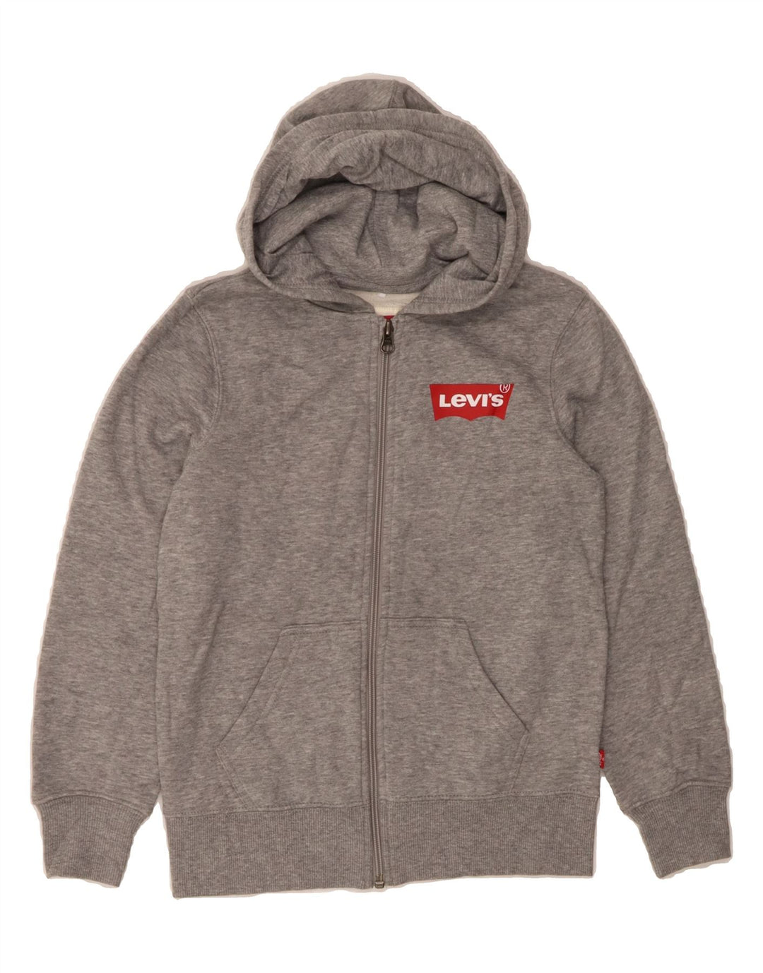 LEVI'S Girls Zip Hoodie Sweater 7-8 Years Medim Grey Polyester Vintage Levi's and Second-Hand Levi's from Messina Hembry 
