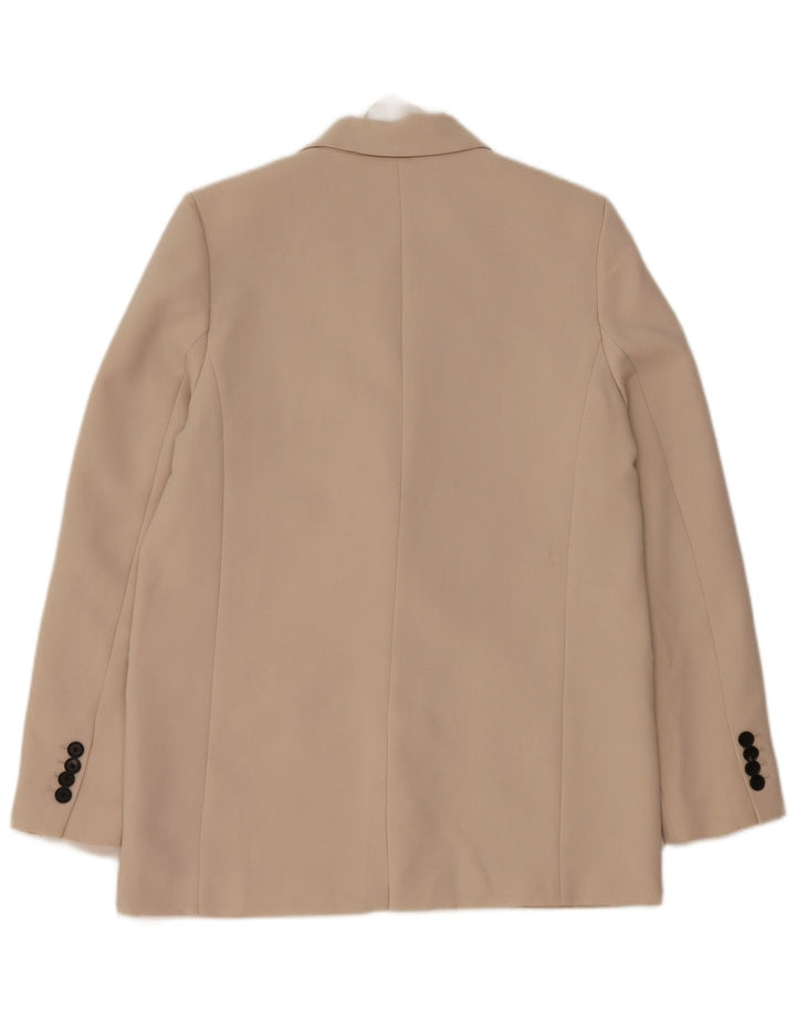 Zara Womens 1 Button Blazer Jacket UK 10 Small Beige Polyester