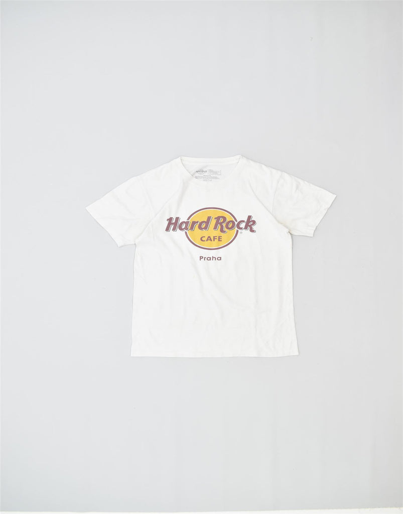 HARD ROCK CAFE Mens Praha Graphic T-Shirt Top Small White Cotton | Vintage | Thrift | Second-Hand | Used Clothing | Messina Hembry 