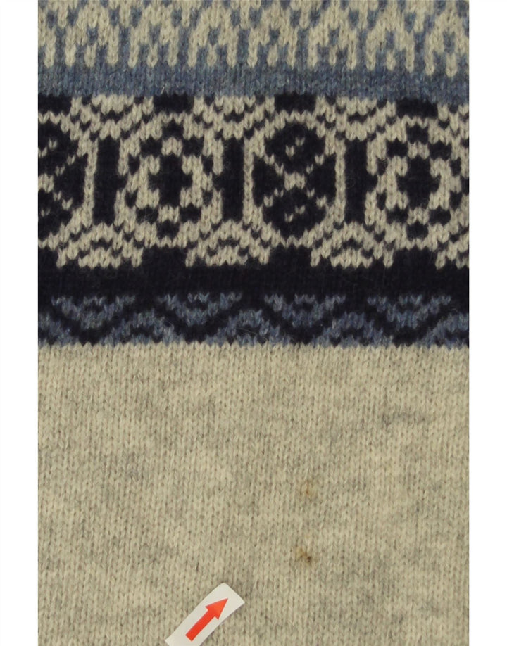 Bramante Mens Crew Neck Jumper Sweater IT 50 Medium Grey Fair Isle New Wool