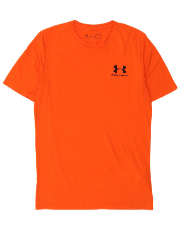 Under Armour Mens Heat Gear T-Shirt Top XS Orange Cotton