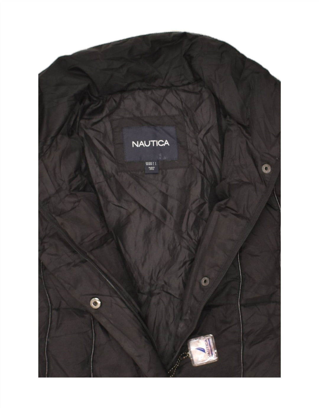 NAUTICA Womens Padded Jacket UK 14 Medium Black Polyester | Vintage Nautica | Thrift | Second-Hand Nautica | Used Clothing | Messina Hembry 