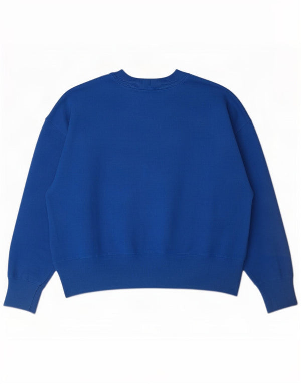 Zara Womens Oversized Crew Neck Jumper Sweater UK 14 Medium Blue Viscose