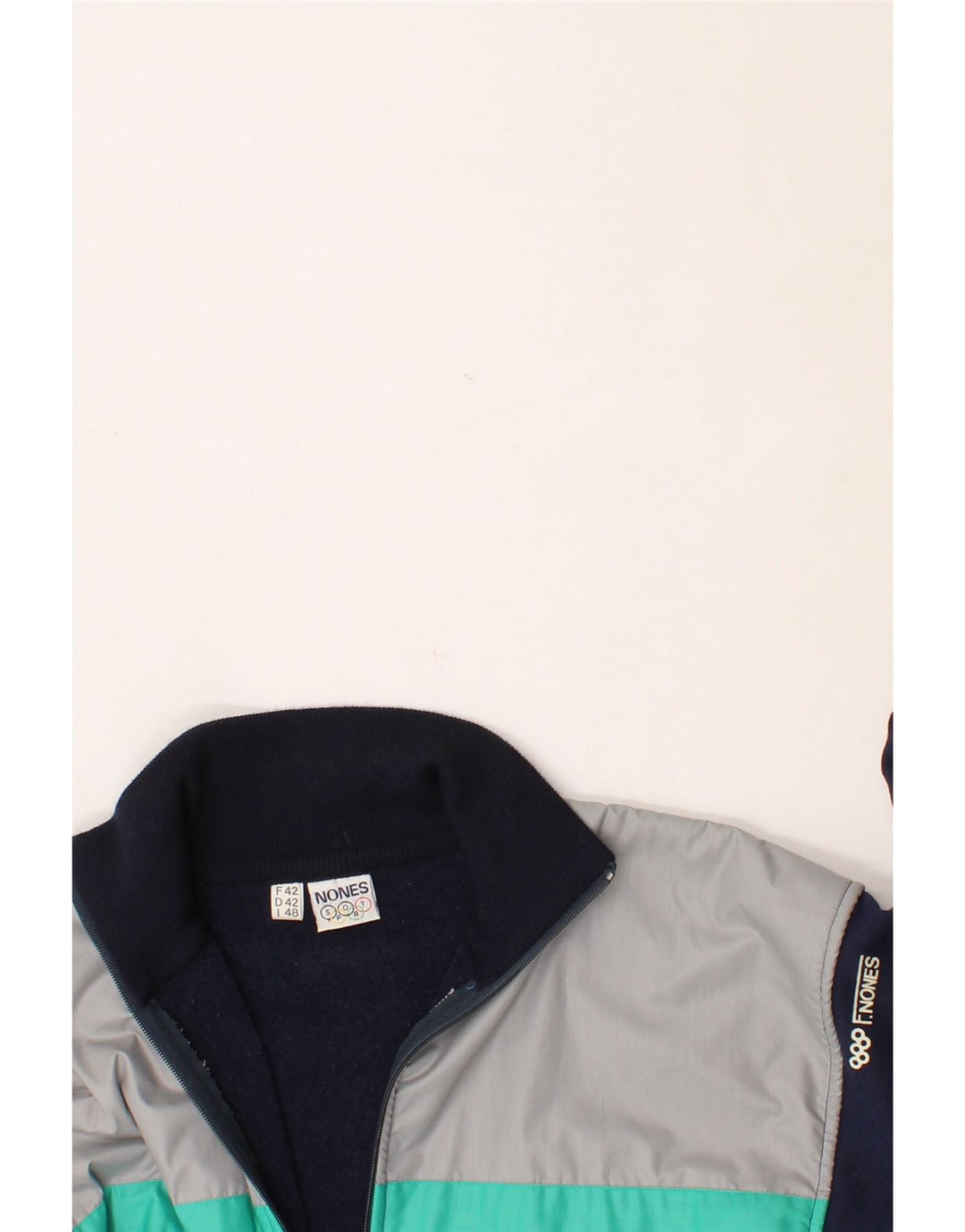 VINTAGE Mens Tracksuit Top Jacket IT 48 Medium Navy Blue Colourblock Vintage Vintage and Second-Hand Vintage from Messina Hembry 