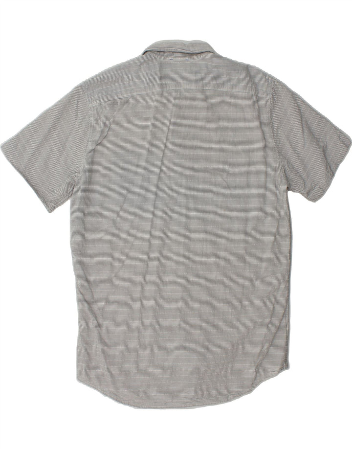EDDIE BAUER Mens Classic Fit Short Sleeve Shirt Large Grey Pinstripe Vintage Eddie Bauer and Second-Hand Eddie Bauer from Messina Hembry 