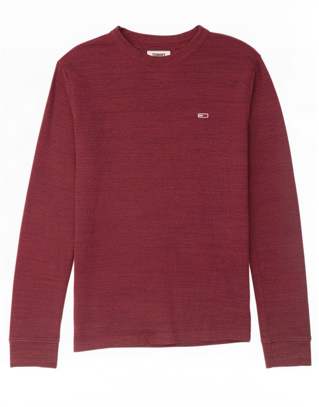 Tommy Hilfiger Mens Top Long Sleeve Medium Burgundy Flecked Cotton