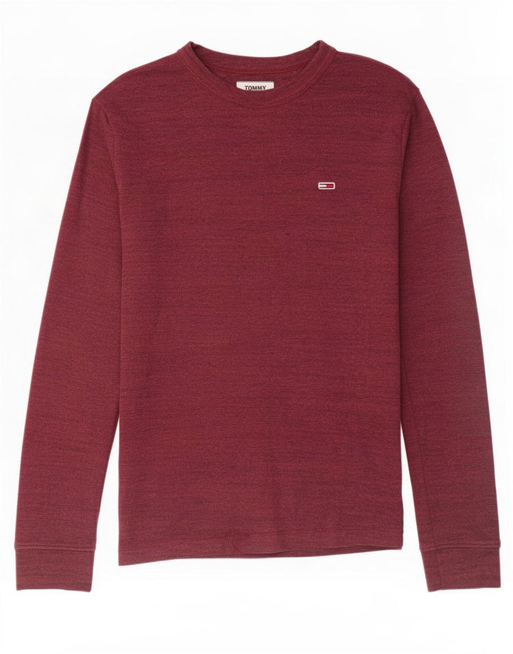 Tommy Hilfiger Mens Top Long Sleeve Medium Burgundy Flecked Cotton