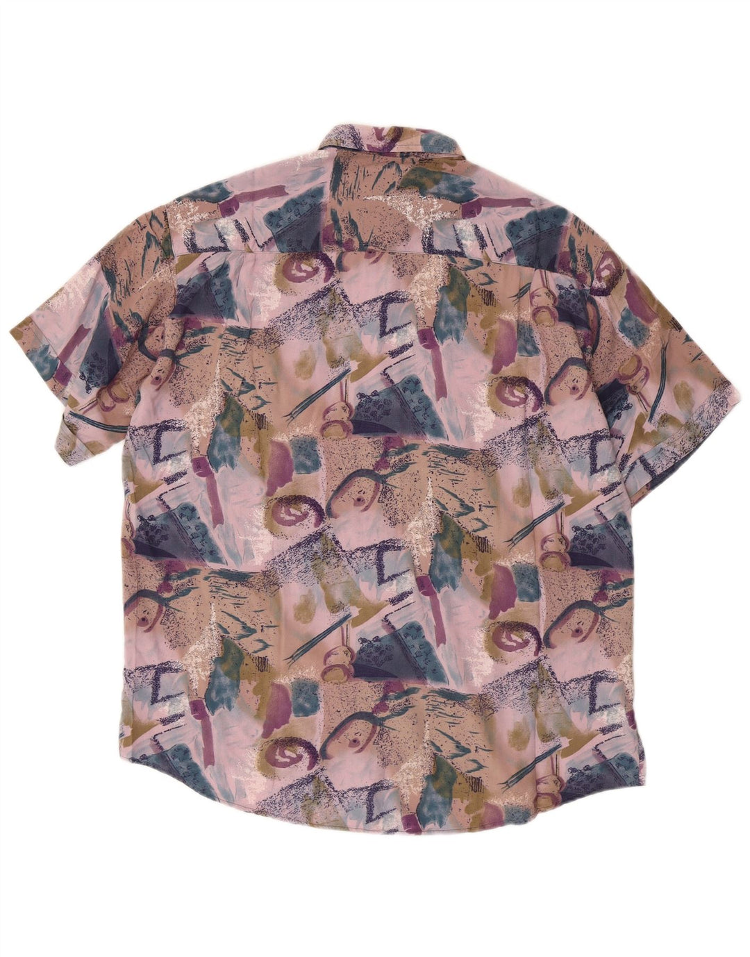 Coconut Mens Short Sleeve Shirt Large Multicoloured Patchwork Viscose