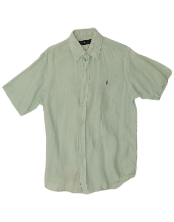 Ralph Lauren Mens Short Sleeve Shirt Medium Green Linen