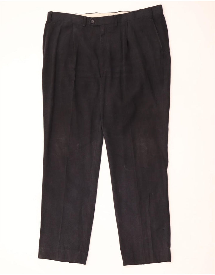 Marks & Spencer Mens Pegged Suit Trousers W42 L33 Navy Blue Lyocell