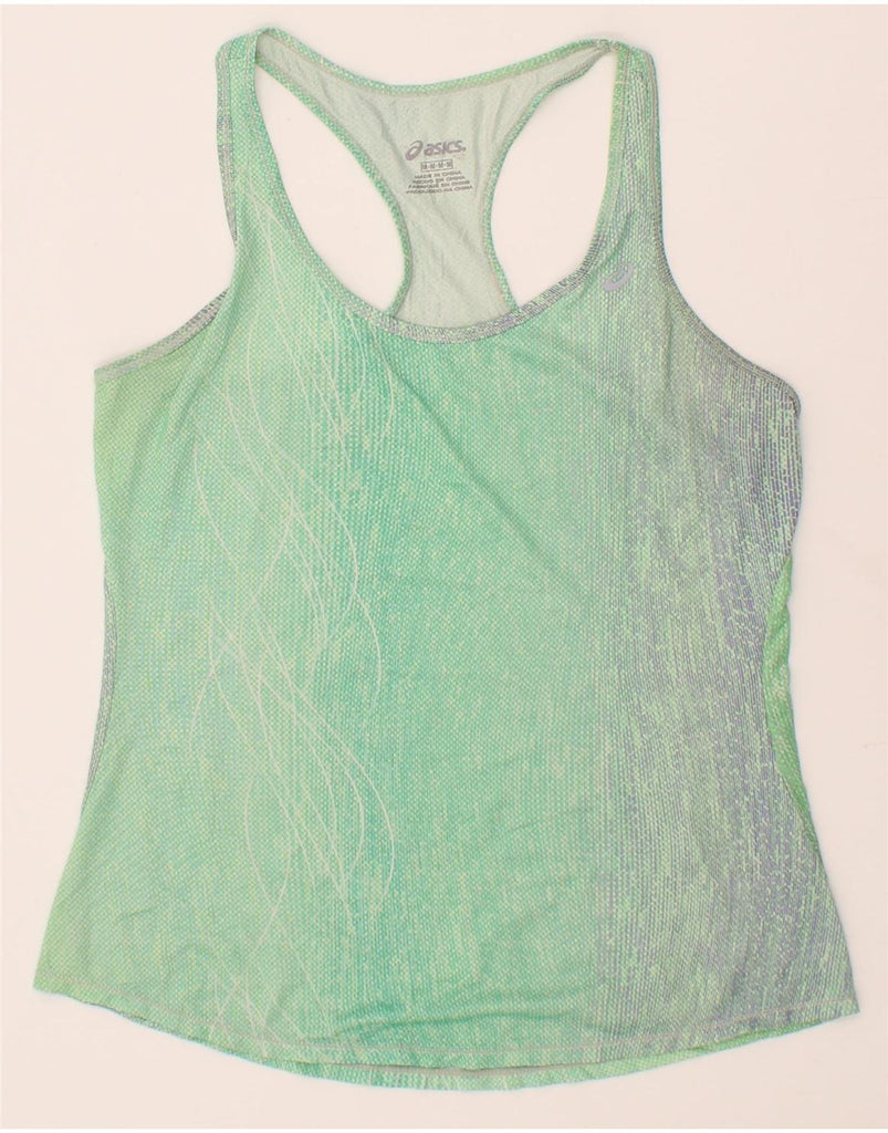 ASICS Womens Vest Top UK 12 Medium Green Colourblock Vintage Asics and Second-Hand Asics from Messina Hembry 