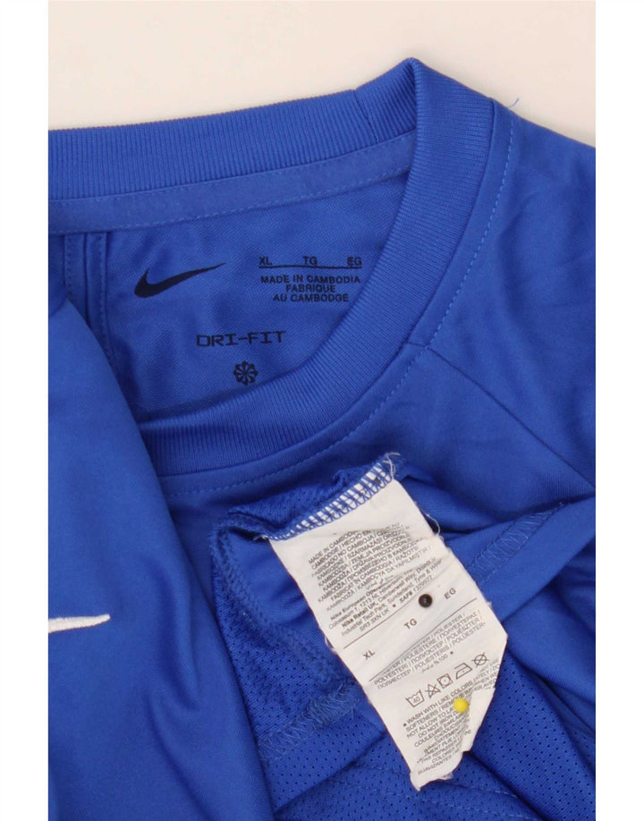 Nike Mens Dri Fit T-Shirt Top XL Blue Colourblock Polyester