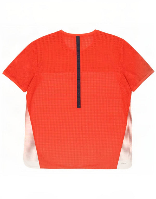 Nike Mens Dri Fit T-Shirt Top XL Red Pinstripe Polyester