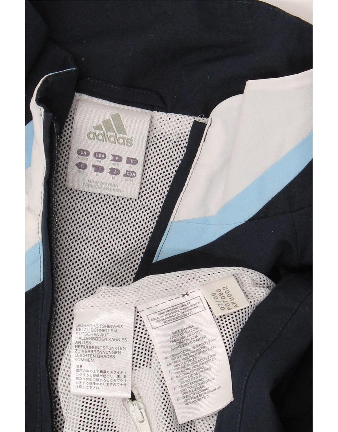 ADIDAS Mens Real Madrid Rain Jacket UK 40/42 Medium Navy Blue Colourblock