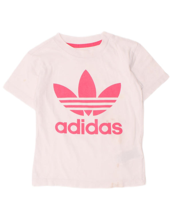 Adidas Girls Graphic T-Shirt Top 2-3 Years White Cotton