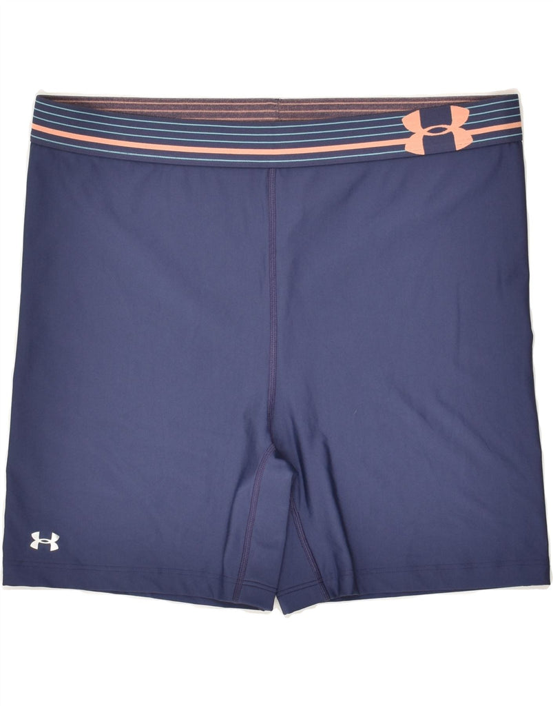 UNDER ARMOUR Womens Graphic Sport Shorts UK 18 XL Blue Polyester | Vintage Under Armour | Thrift | Second-Hand Under Armour | Used Clothing | Messina Hembry 