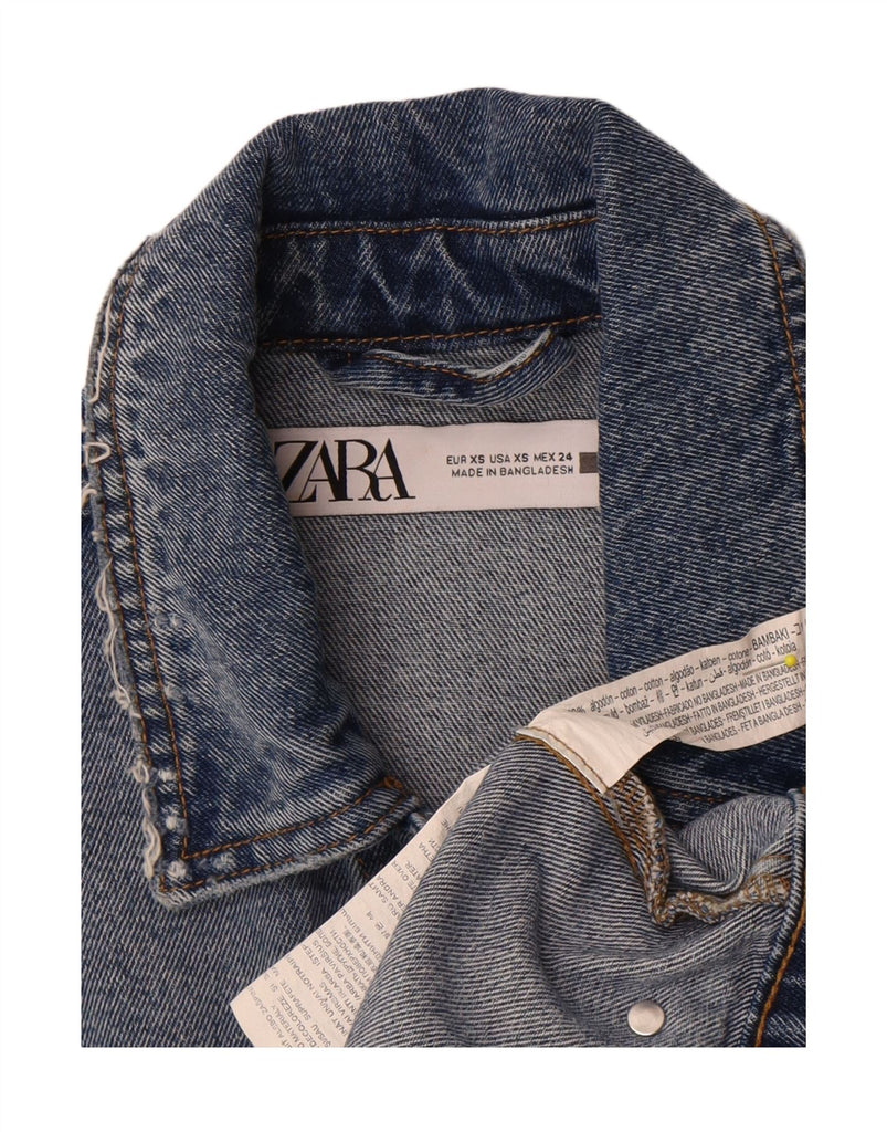 ZARA Womens Oversized Denim Jacket UK 6 XS Blue Cotton Vintage Zara and Second-Hand Zara from Messina Hembry 