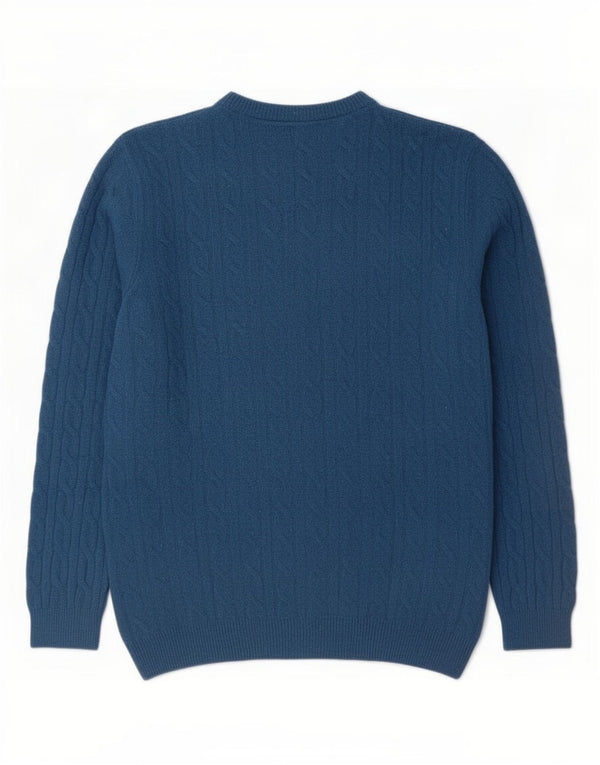Timberland Mens Crew Neck Jumper Sweater Large Blue Lambswool