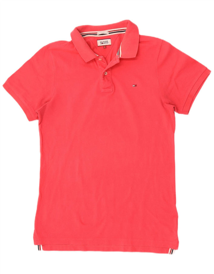 Tommy Hilfiger Mens Polo Shirt Large Pink Cotton