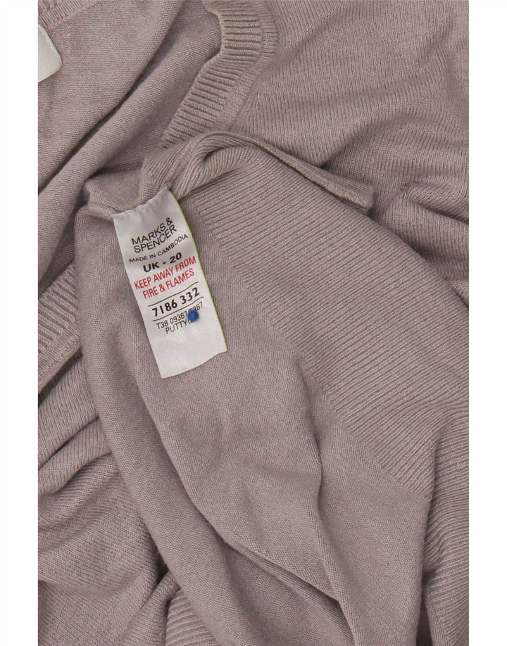 Marks & Spencer Womens V-Neck Jumper Sweater UK 20 2XL Grey Viscose