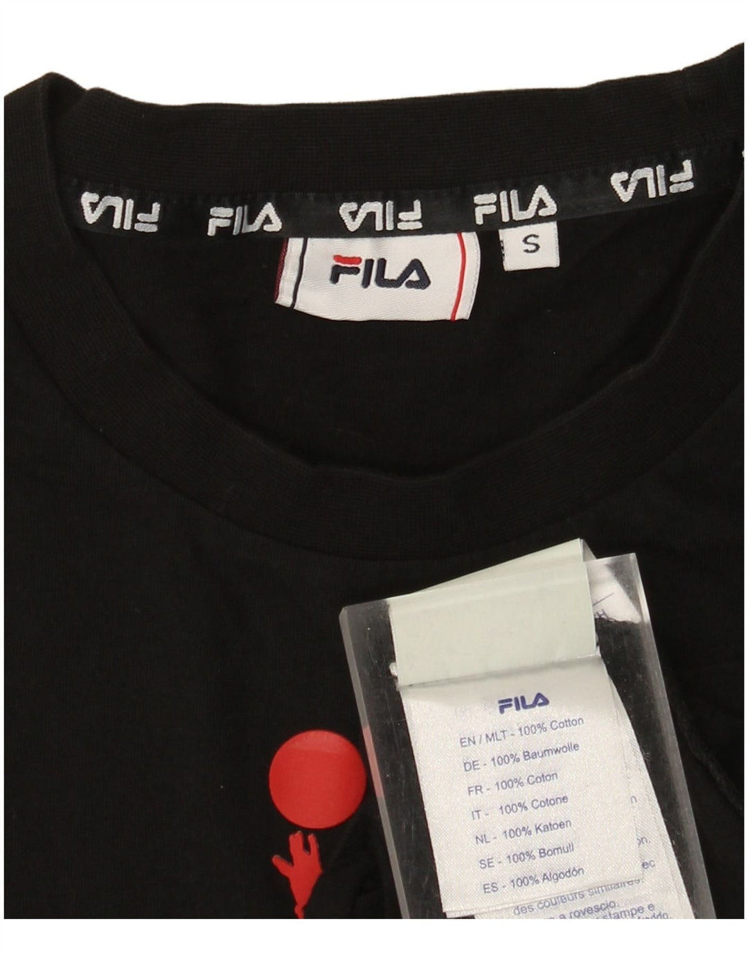 Fila Mens Graphic T-Shirt Top Small Black Cotton
