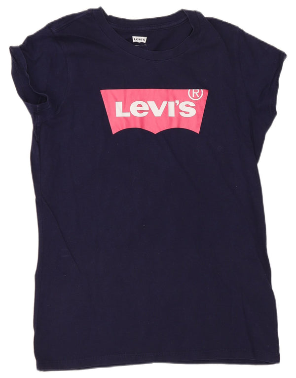 Levi's Girls Regular Graphic T-Shirt Top 15-16 Years Navy Blue Cotton Logo