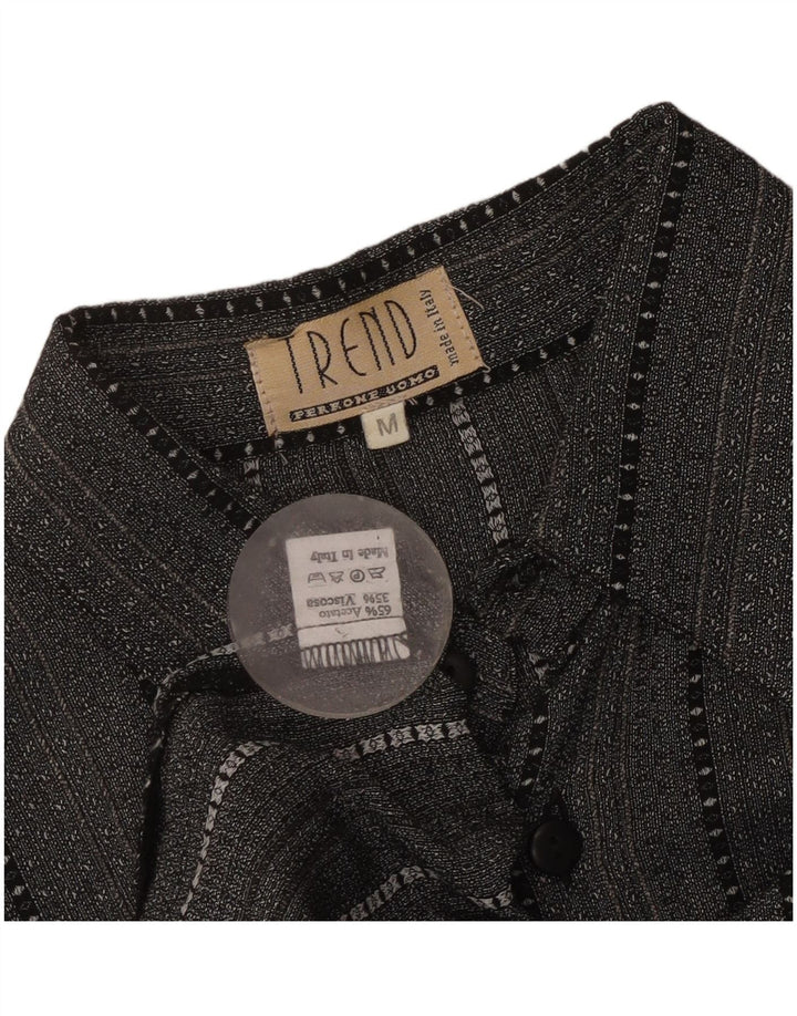 Trend Mens Shirt Medium Grey Striped Acetate