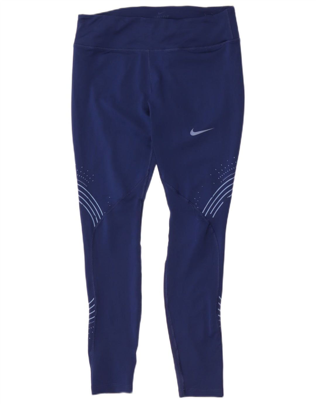 Nike Womens Dri Fit Leggings UK 14 Large  Navy Blue Geometric Polyester