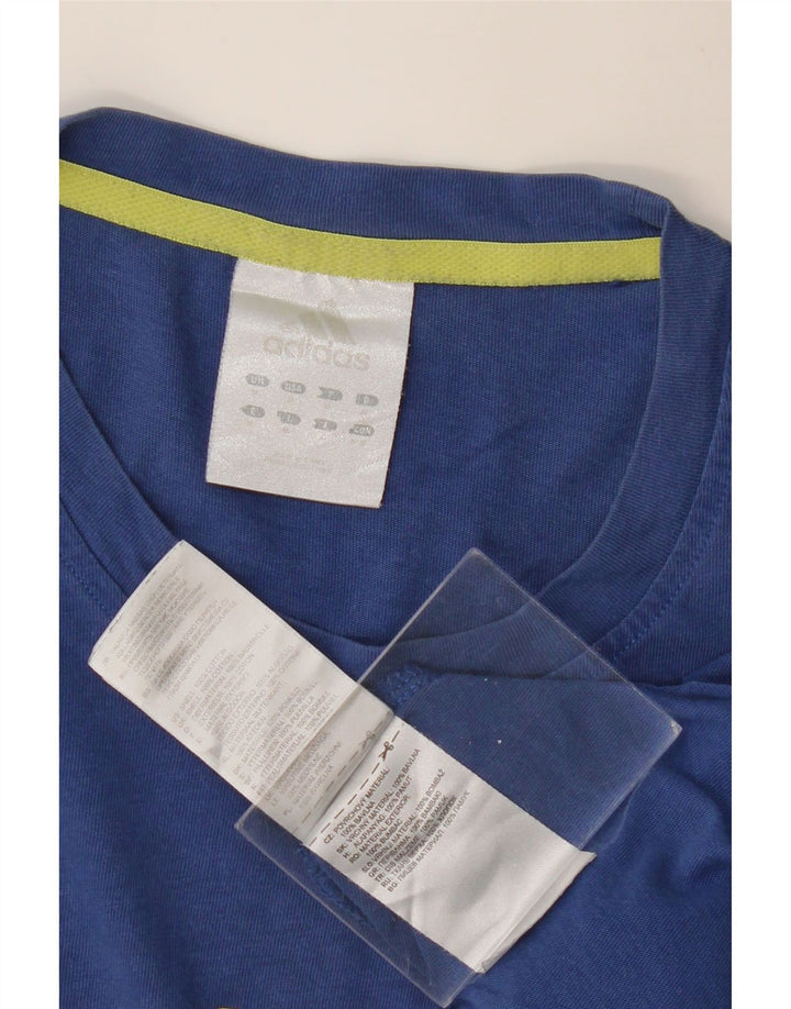 ADIDAS Mens Graphic T-Shirt Top Medium Blue Cotton