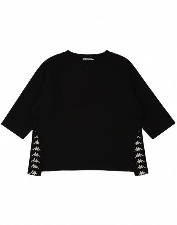 Kappa Womens Crop Graphic Top 3/4 Sleeve UK 14 Medium Black