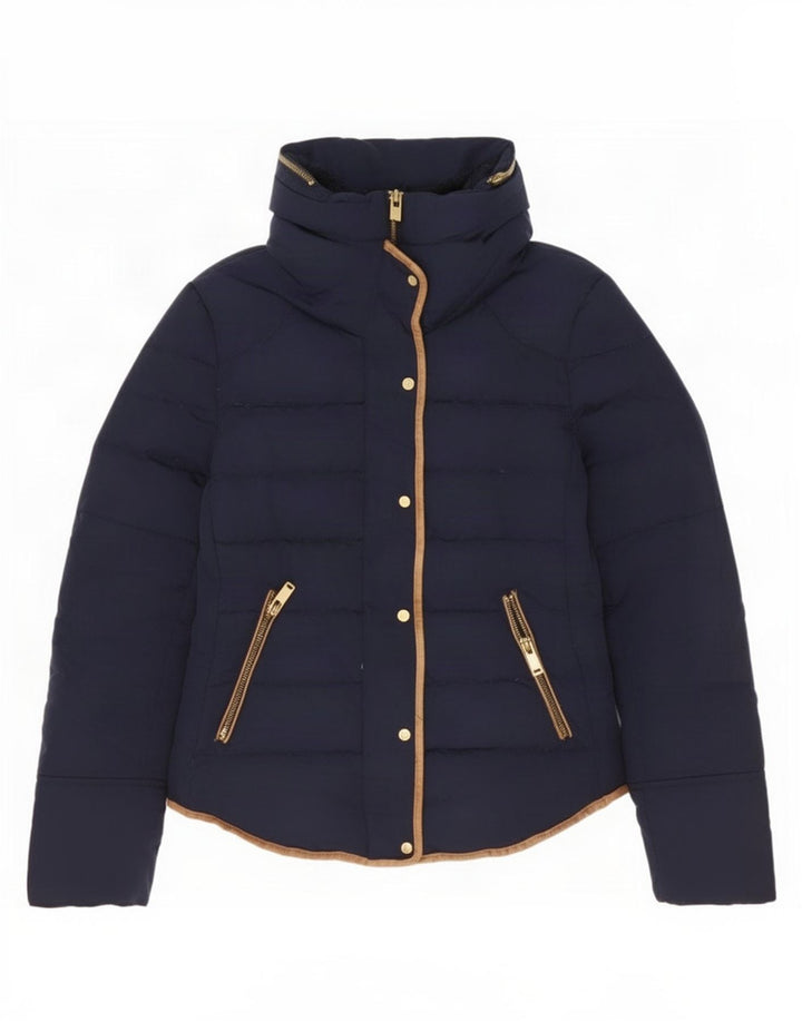 Zara Womens Padded Jacket UK 12 Medium Navy Blue Polyester
