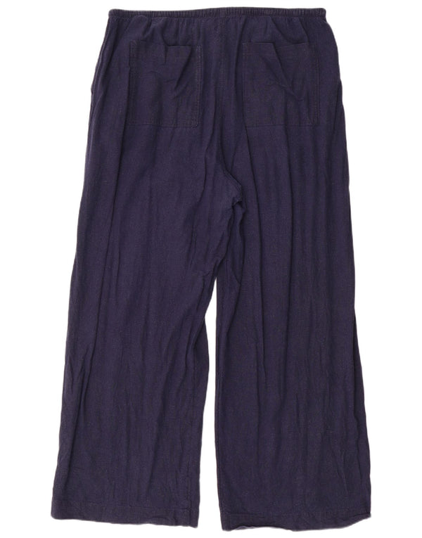 Marks & Spencer Womens High Waist Trousers UK 18 XL W40 L29 Navy Blue
