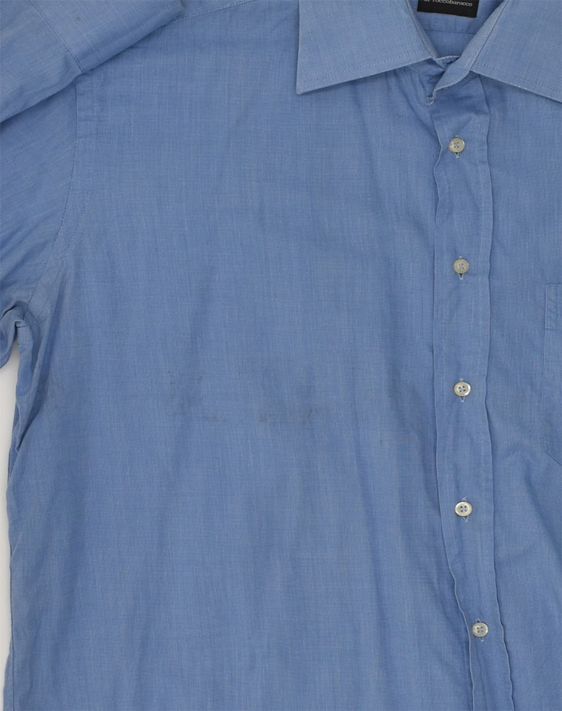 ROCCOBAROCCO Mens Shirt Size 17 43  XL Blue Cotton | Vintage Roccobarocco | Thrift | Second-Hand Roccobarocco | Used Clothing | Messina Hembry 