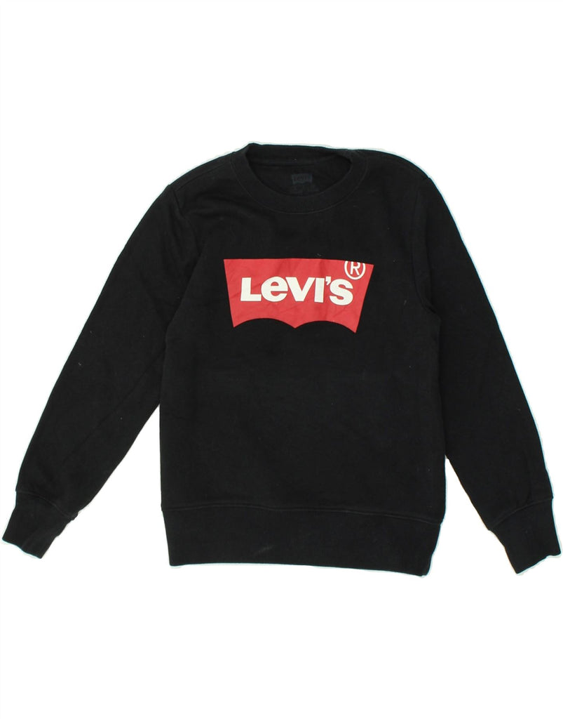 LEVI'S Boys Graphic Sweatshirt Jumper 8-9 Years Small Black Cotton | Vintage Levi's | Thrift | Second-Hand Levi's | Used Clothing | Messina Hembry 