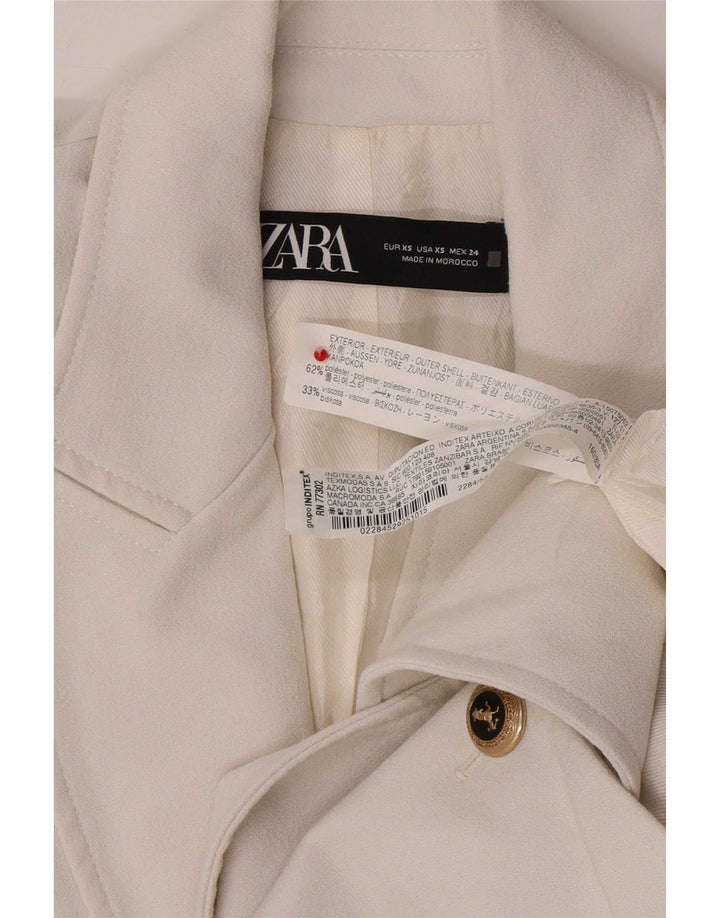 Zara Womens Double Breasted Blazer Jacket UK 6 XS White Polyester