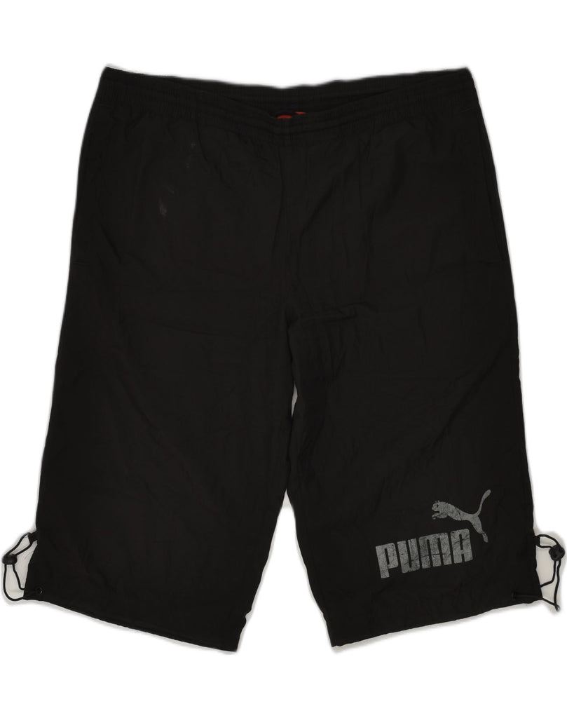 PUMA Mens Graphic Sport Shorts Medium Black Polyester | Vintage Puma | Thrift | Second-Hand Puma | Used Clothing | Messina Hembry 