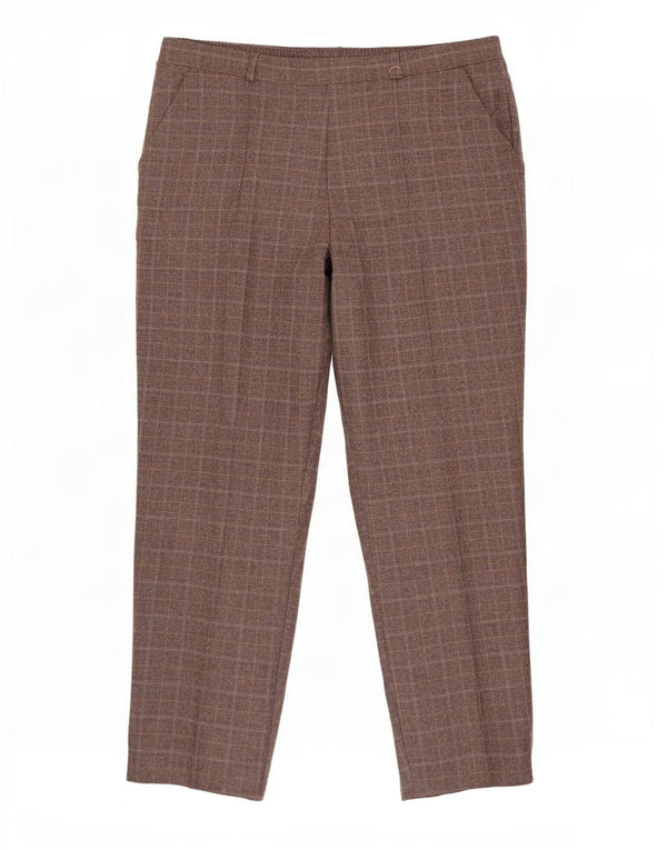 Marks & Spencer Womens Casual Trousers UK 14 Large W34 L27 Brown Check