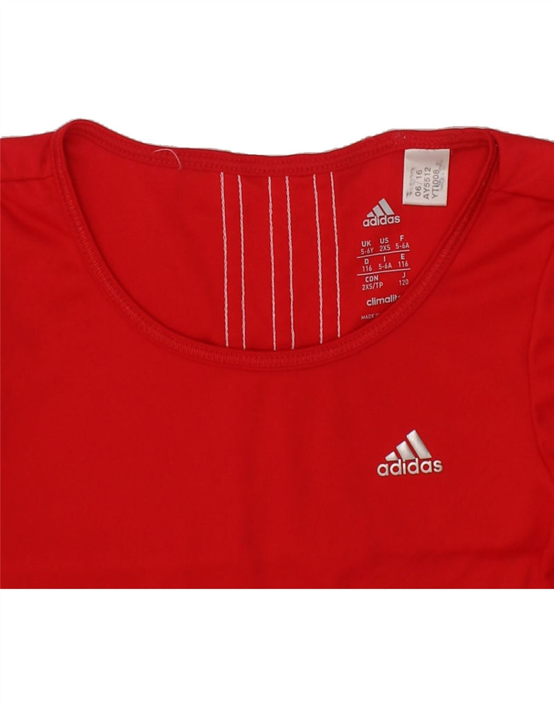 ADIDAS Girls T-Shirt Top 5-6 Years Red Polyester Vintage Adidas and Second-Hand Adidas from Messina Hembry 