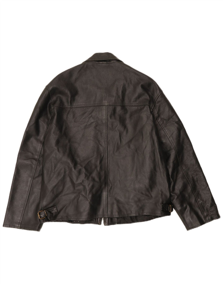Vintage Mens Leather Jacket UK 40 Large Black Leather