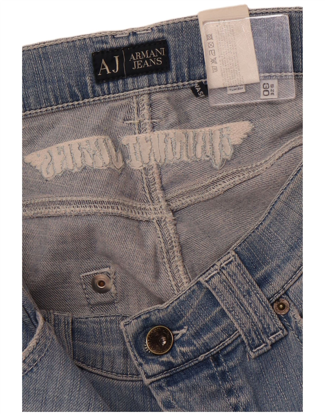 ARMANI Womens Slim Jeans W30 L33 Blue Cotton