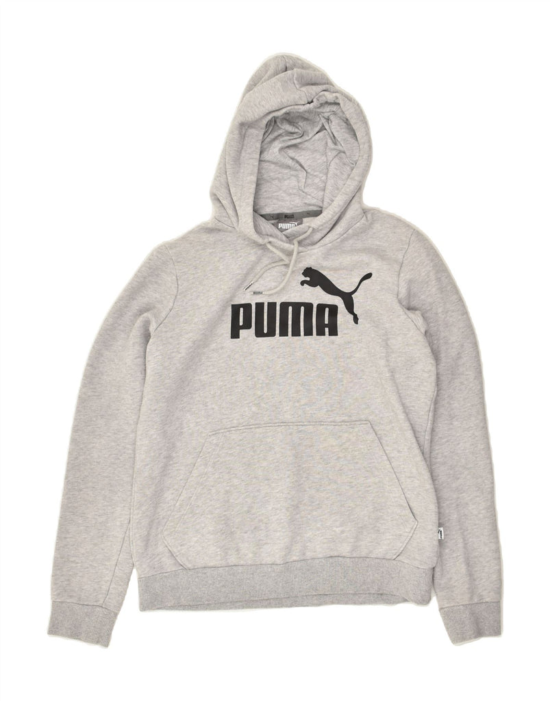 PUMA Womens Graphic Hoodie Jumper UK 12 Medium Grey Cotton | Vintage Puma | Thrift | Second-Hand Puma | Used Clothing | Messina Hembry 