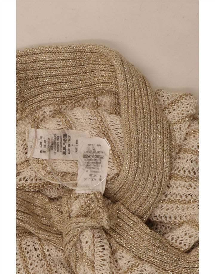 Vintage Womens 2 Piece Skirt Set UK 8 Small W26  Beige Striped Acrylic