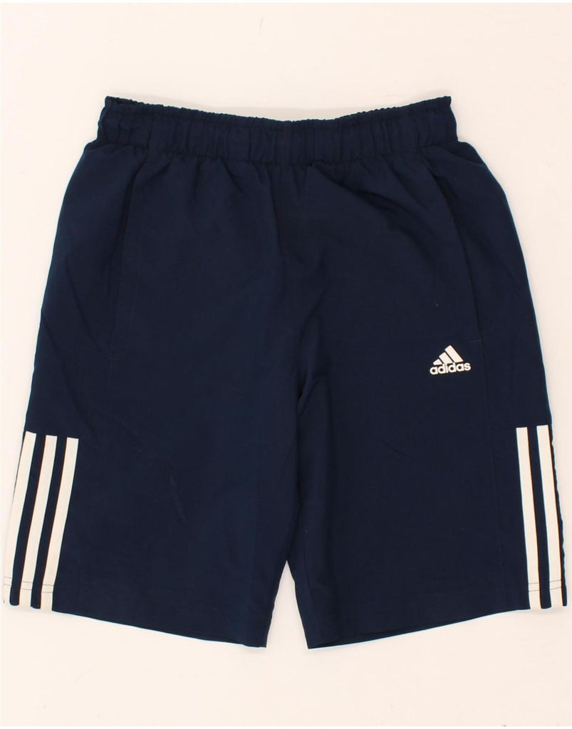 ADIDAS Boys Climalite Graphic Sport Shorts 11-12 Years Navy Blue Polyester | Vintage Adidas | Thrift | Second-Hand Adidas | Used Clothing | Messina Hembry 