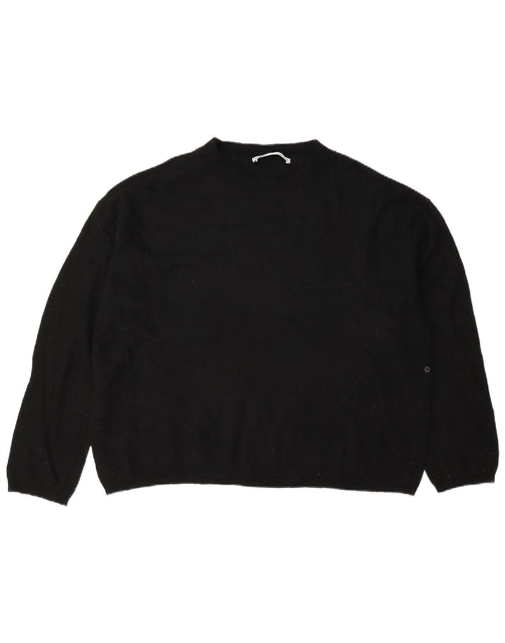 Zara Womens Oversized Crew Neck Jumper Sweater UK 10 Small Black Wool