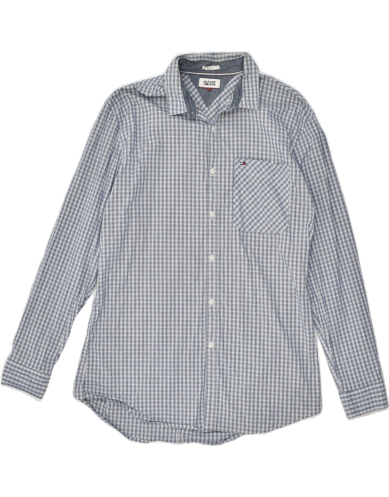 TOMMY HILFIGER Mens Slim Fit Shirt 2XL Blue Check Cotton | Vintage Tommy Hilfiger | Thrift | Second-Hand Tommy Hilfiger | Used Clothing | Messina Hembry 